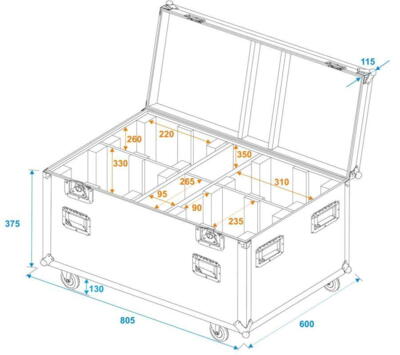 Flightcase PRO til 4 x Eurolite TMH-X4
