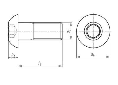 Skrue M3 x 12 halvrund sort